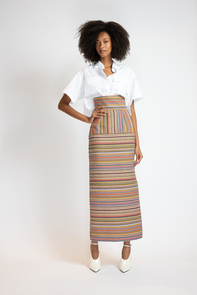 Mashru Jacquard Pencil Skirt With High Waistband 7