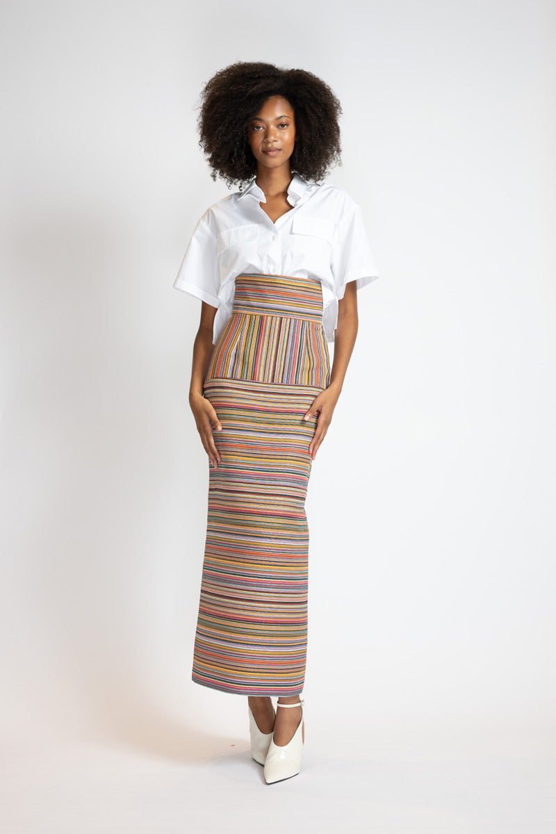 Mashru Jacquard Pencil Skirt With High Waistband 8