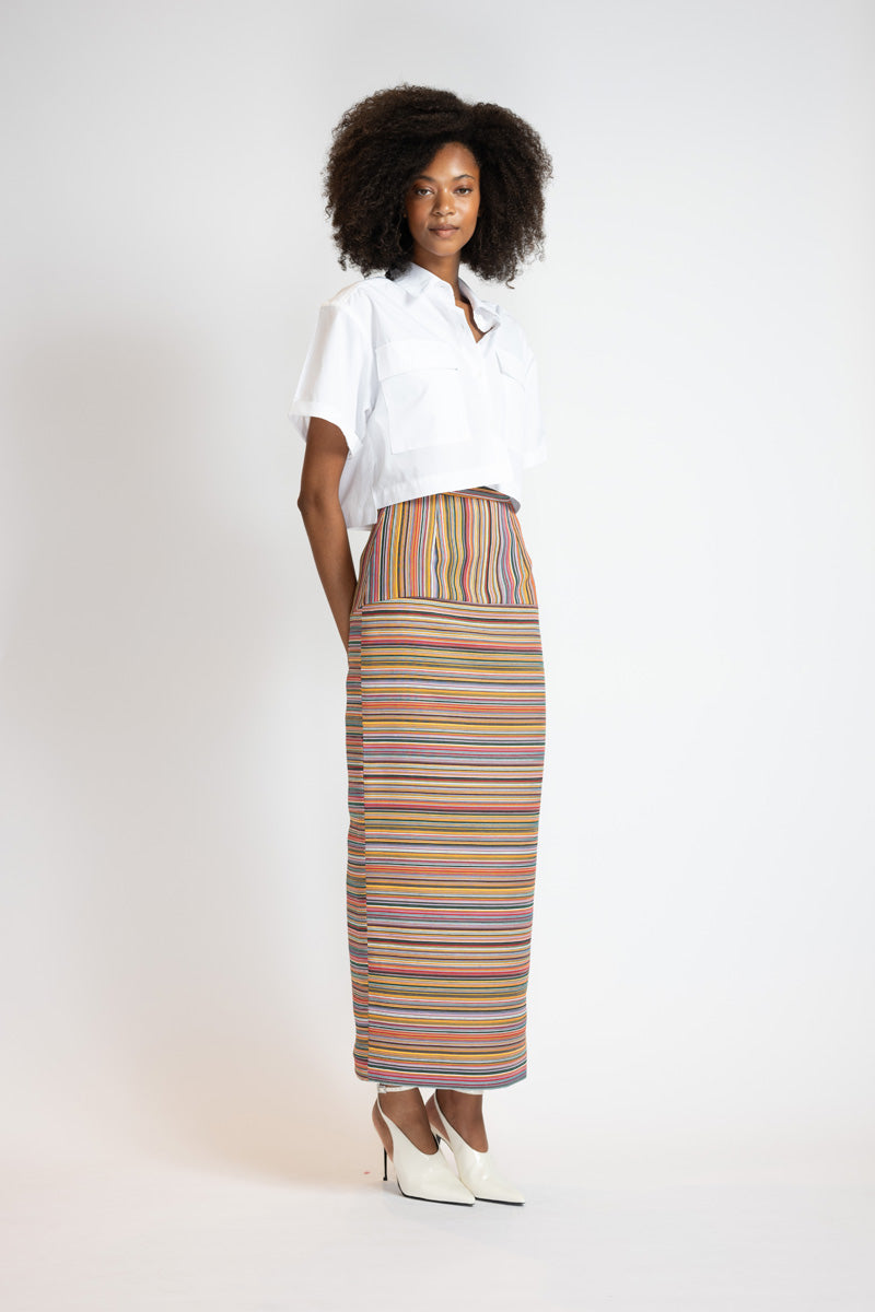 Mashru Jacquard Pencil Skirt With High Waistband 9