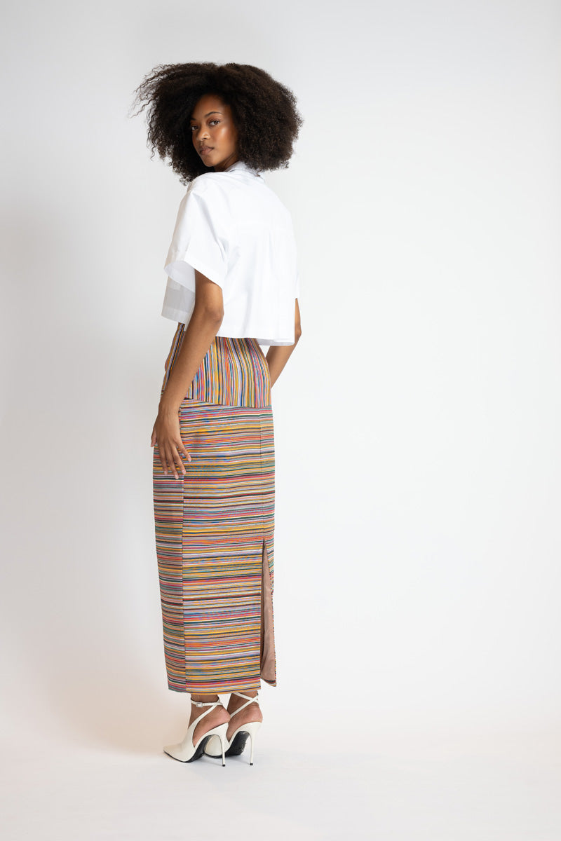 Mashru Jacquard Pencil Skirt With High Waistband 10