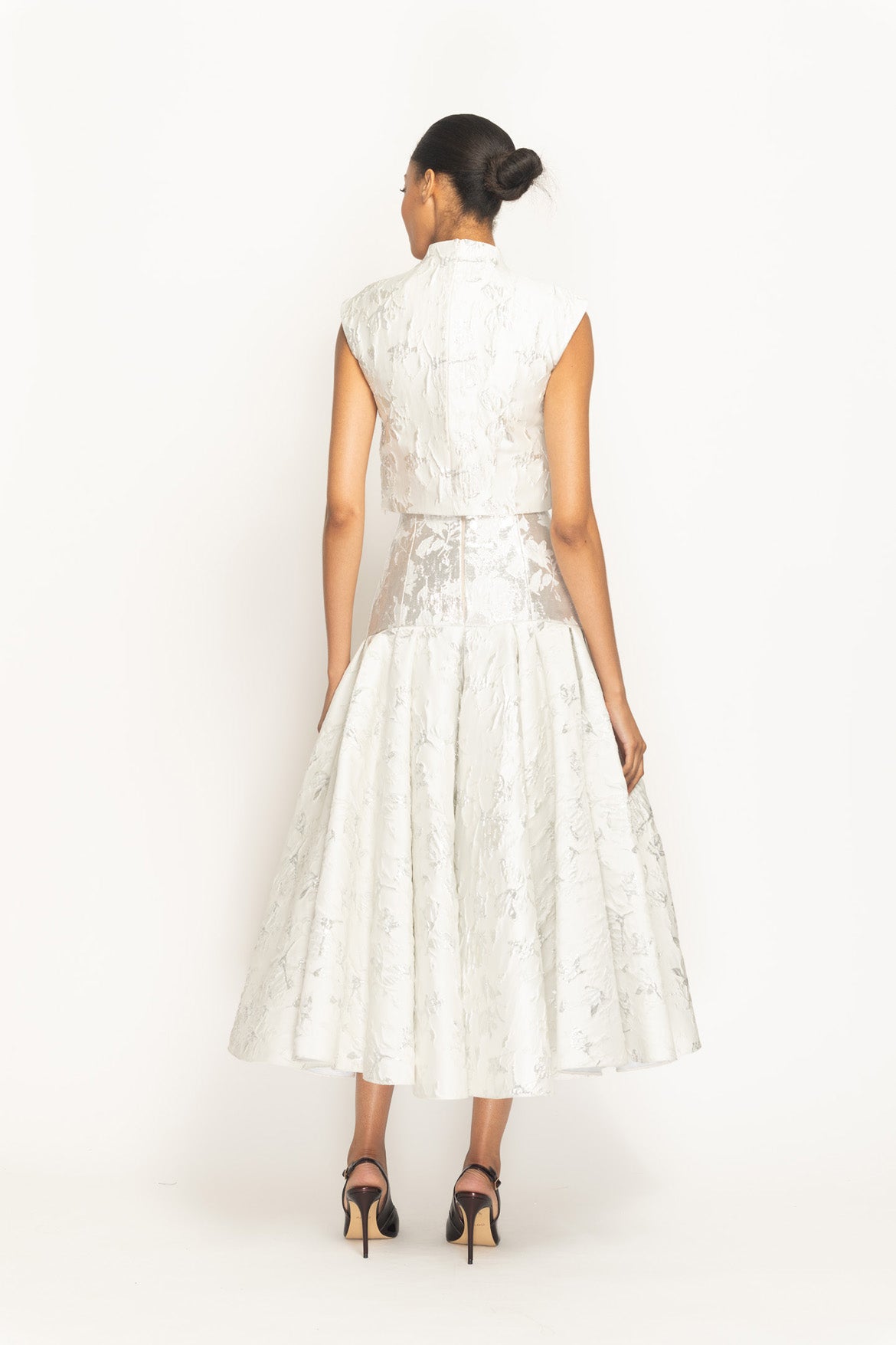 Whisper Bloom Jacquard High Neck Pod Top Back