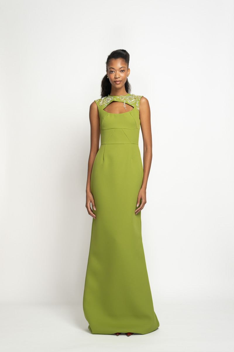 Olive Cady Column Gown with Alpana Embroidery 2