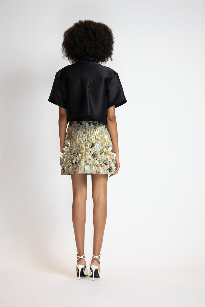 Embroidered Marble Baroque High Waisted Mini Skirt 5