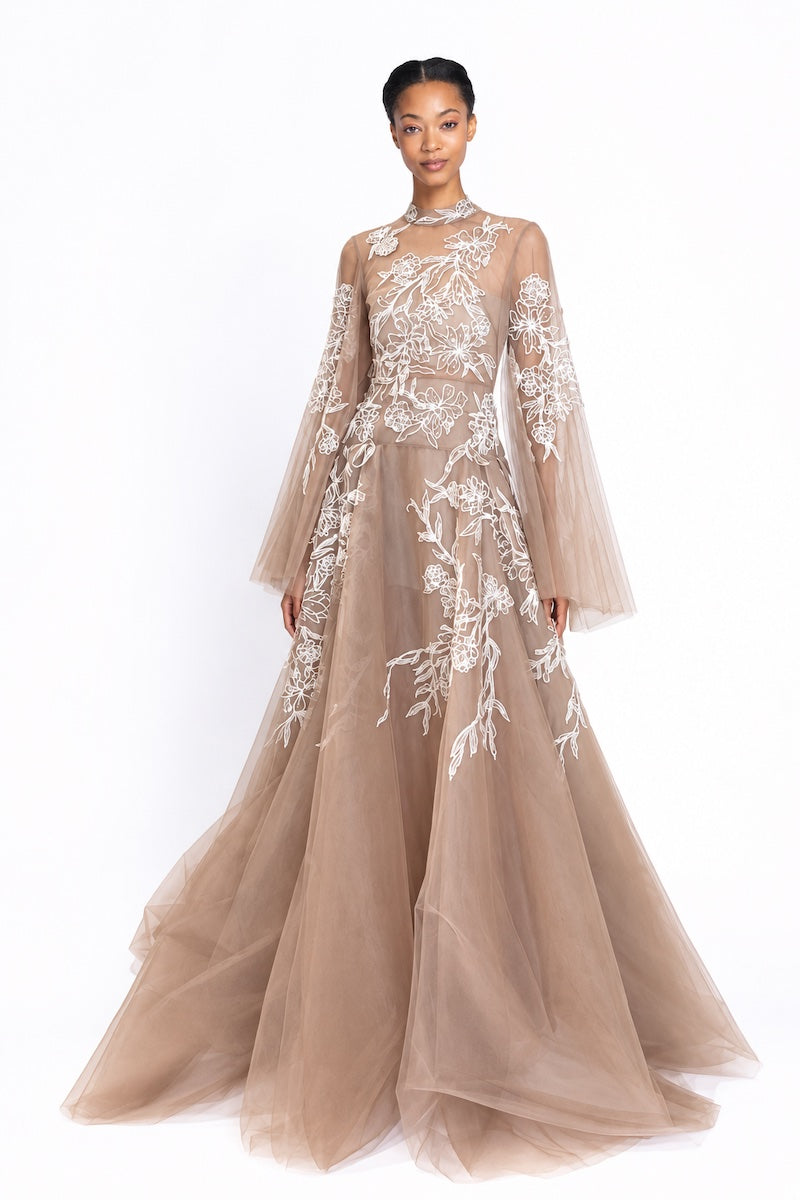 Primrose Rosella Vine Embroidered Tulle Gown 1