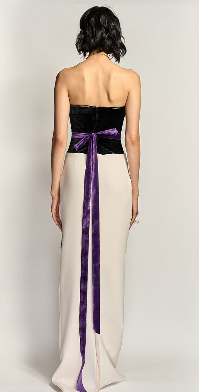 Black Dress with Purple Sash