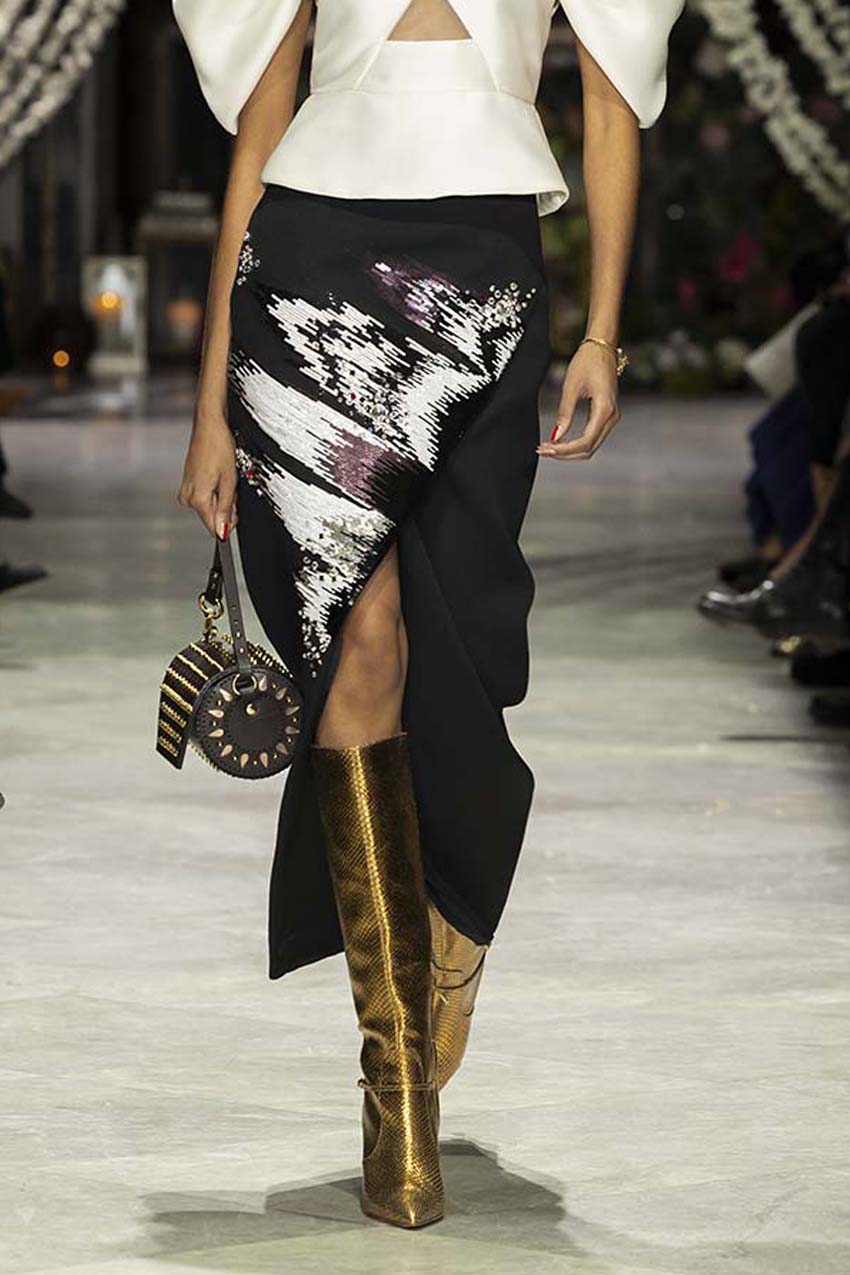 Black cady wrap skirt look 21