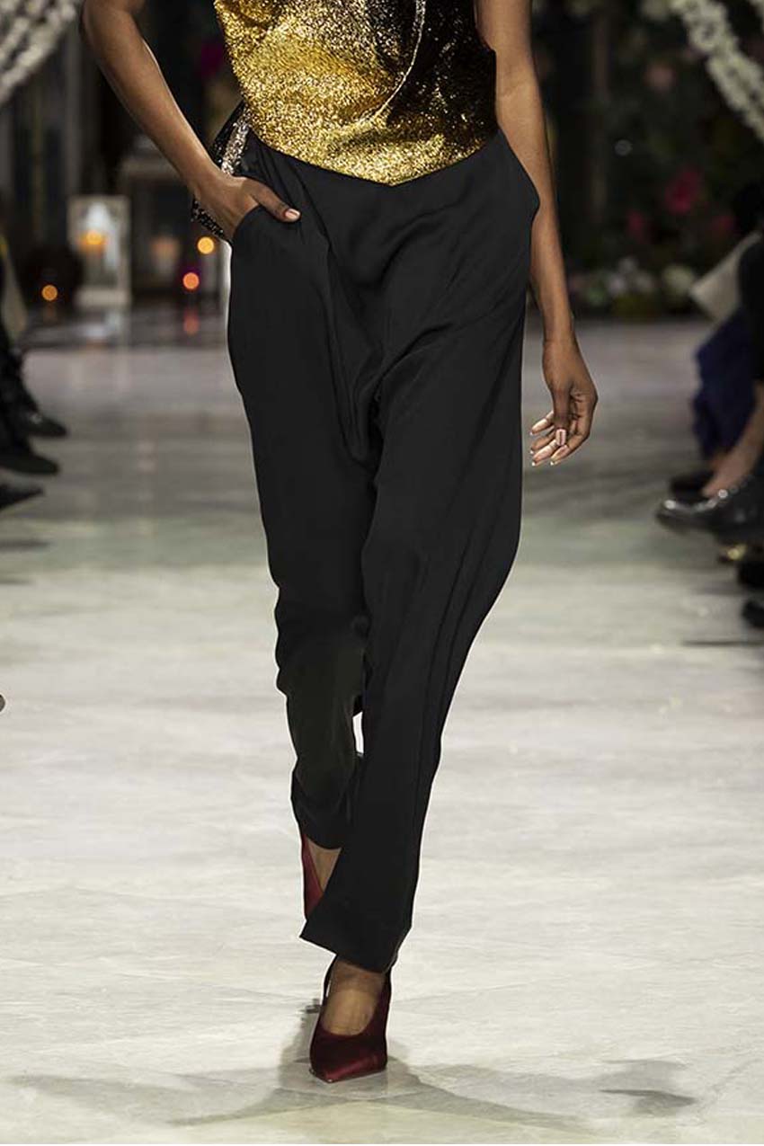 Black satin trousers Look 14