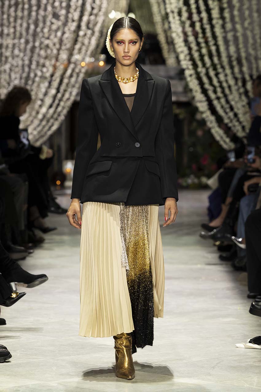 Gold Gazaar Pleated Skirt with Black/Gold Ombre Lurex Insert 1