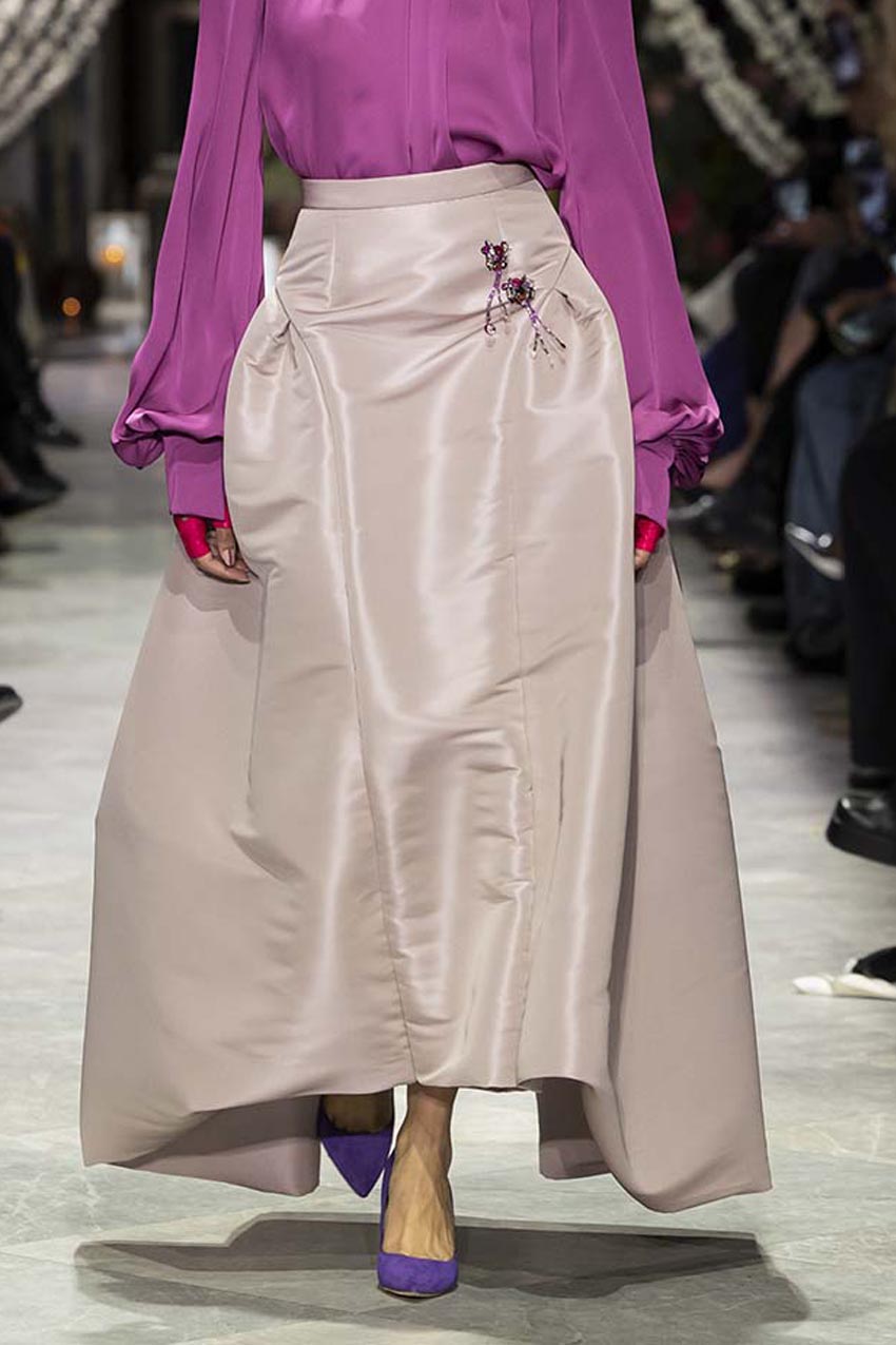 Mauve faille skirt look 17