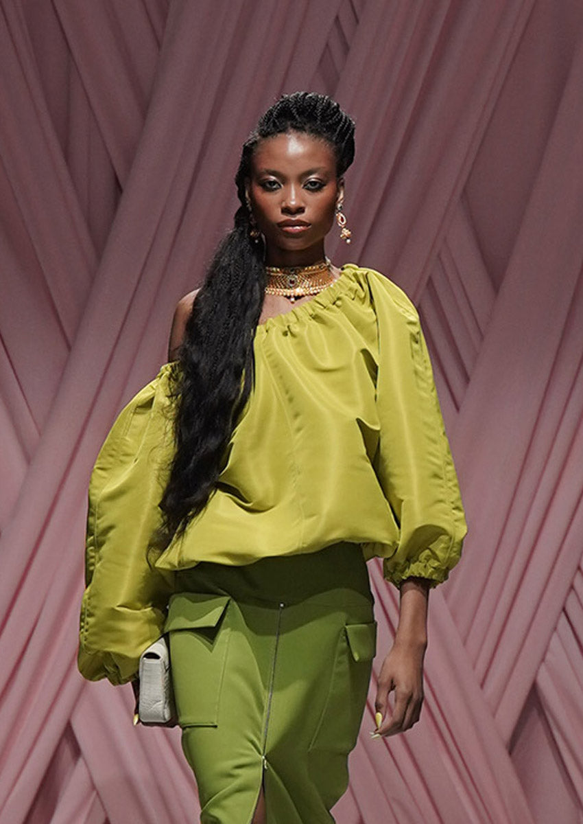 Chartreuse Faille Cloud Bomber Top