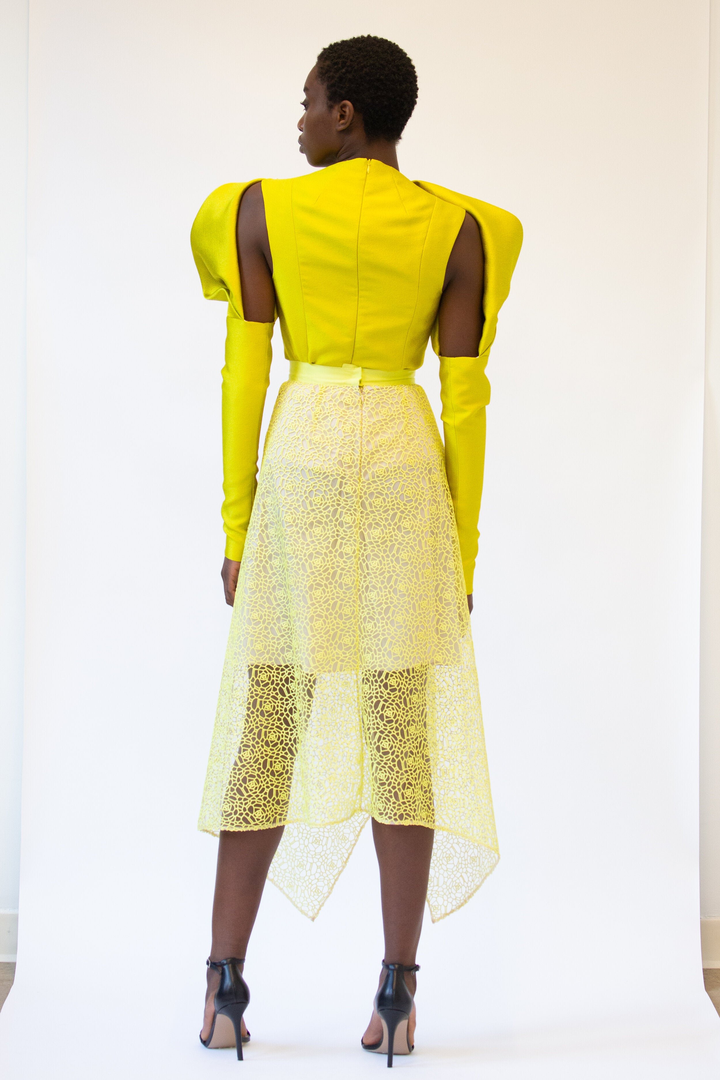 Guipure Lace Asymmetrical Hem Skirt 3