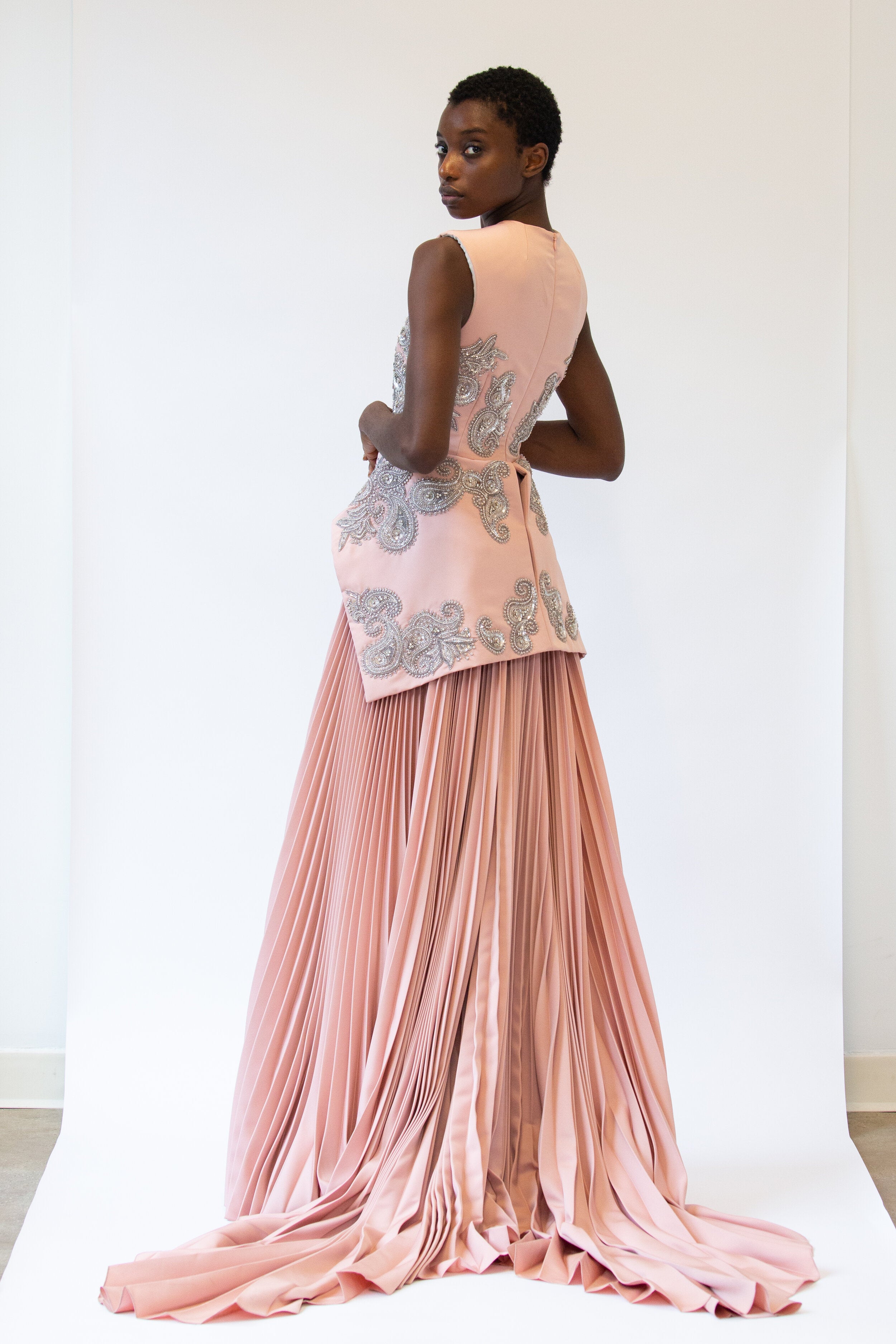 Embroidered 2025 silk gown