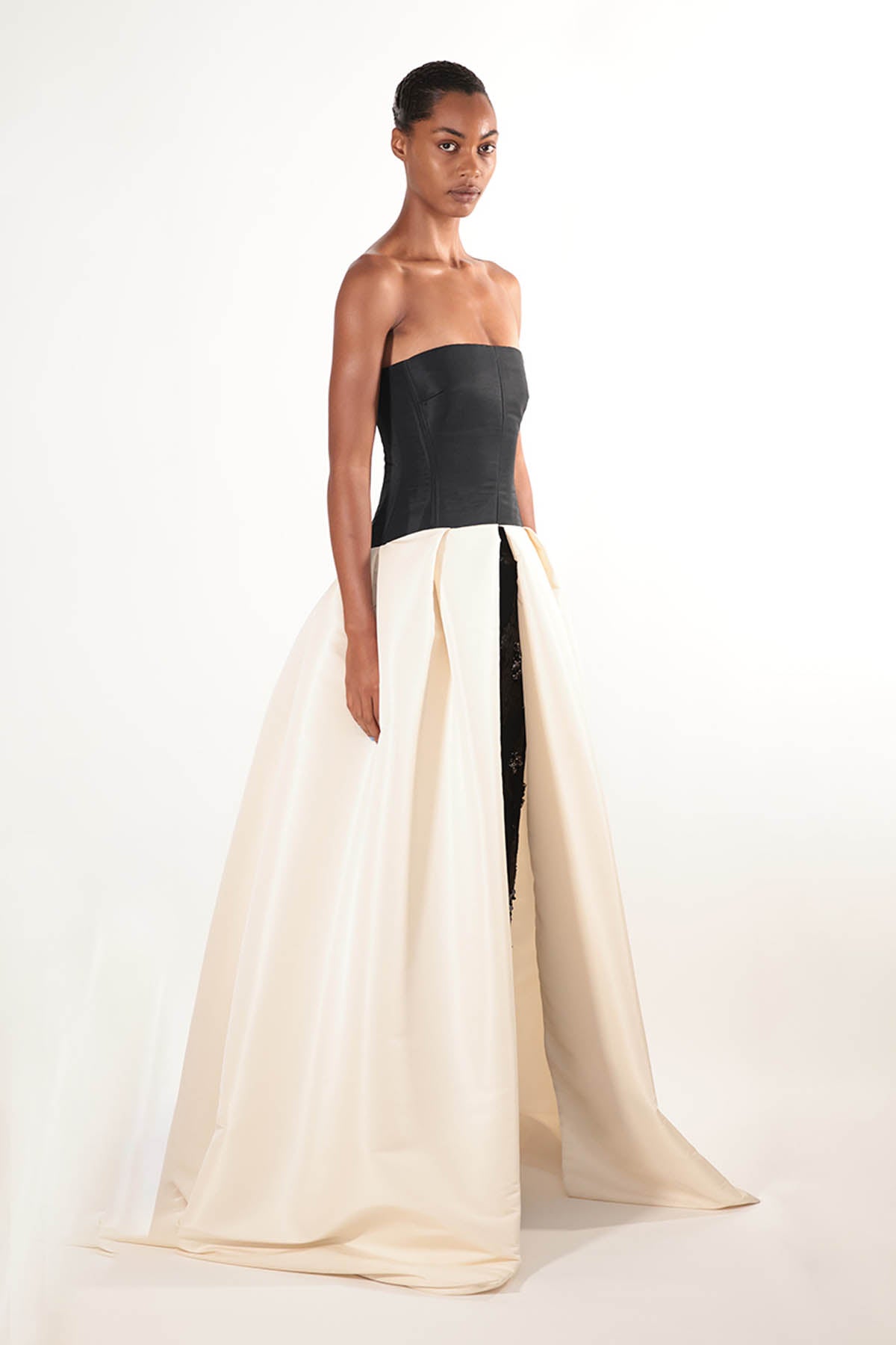 Embroidered Faille Color Blocked Gown 2