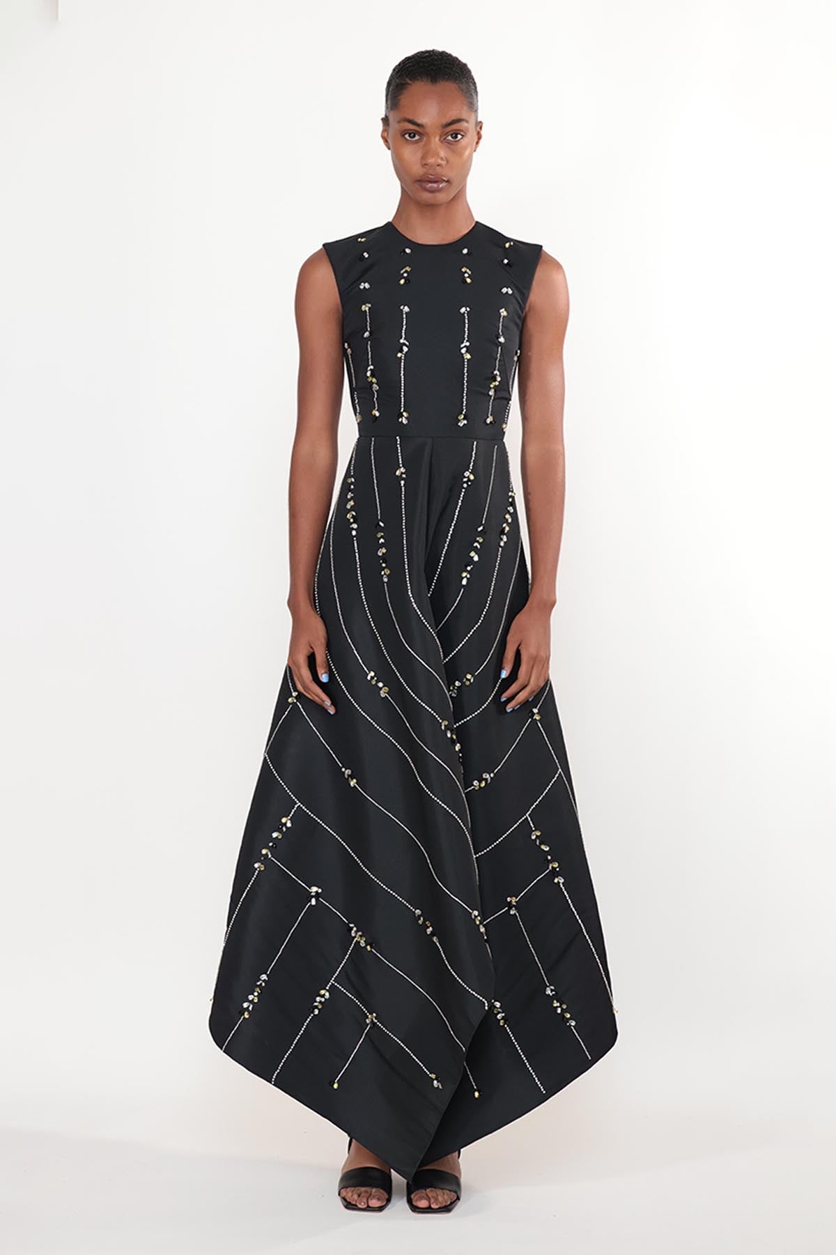 Crystal Embroidered Faille Cocktail Dress 1