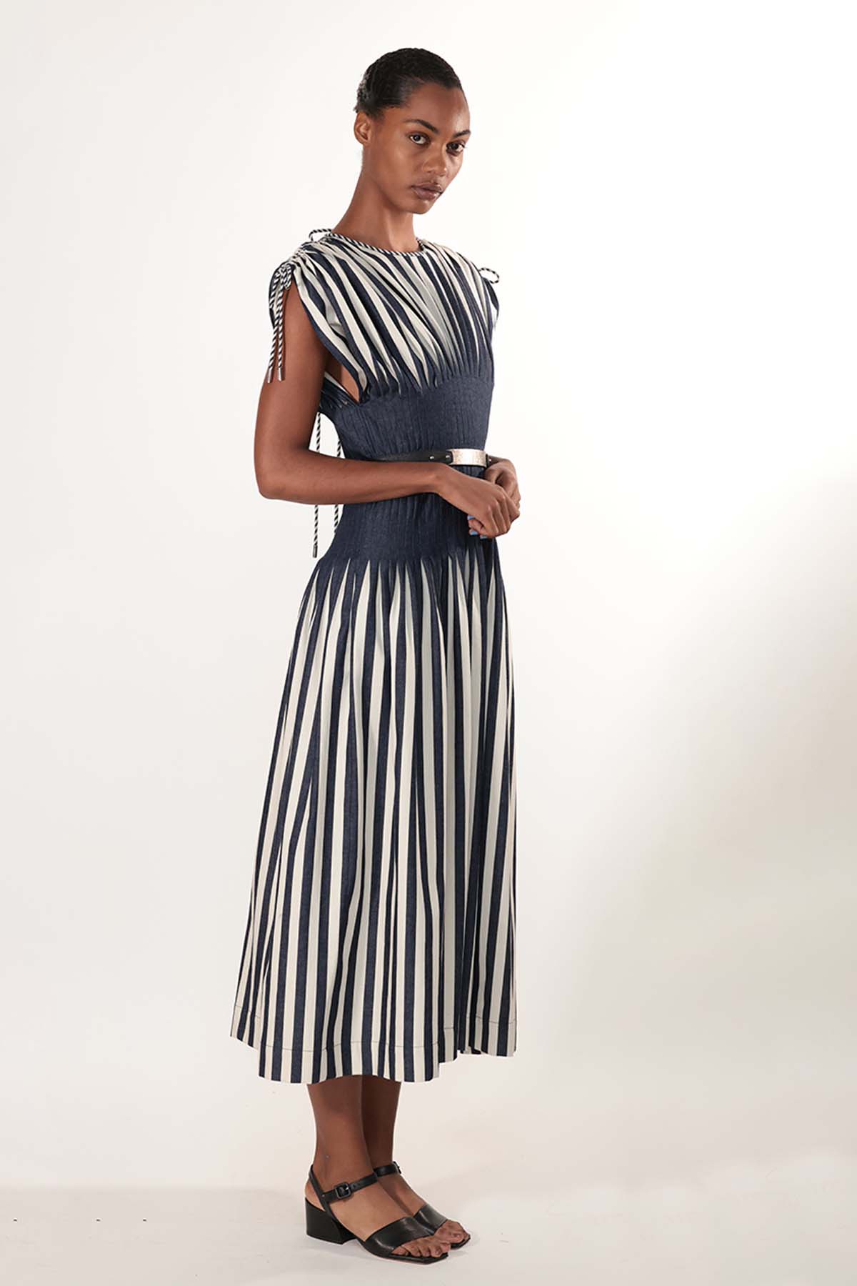 Japanese Striped Day Dress with Drawstring Details 2