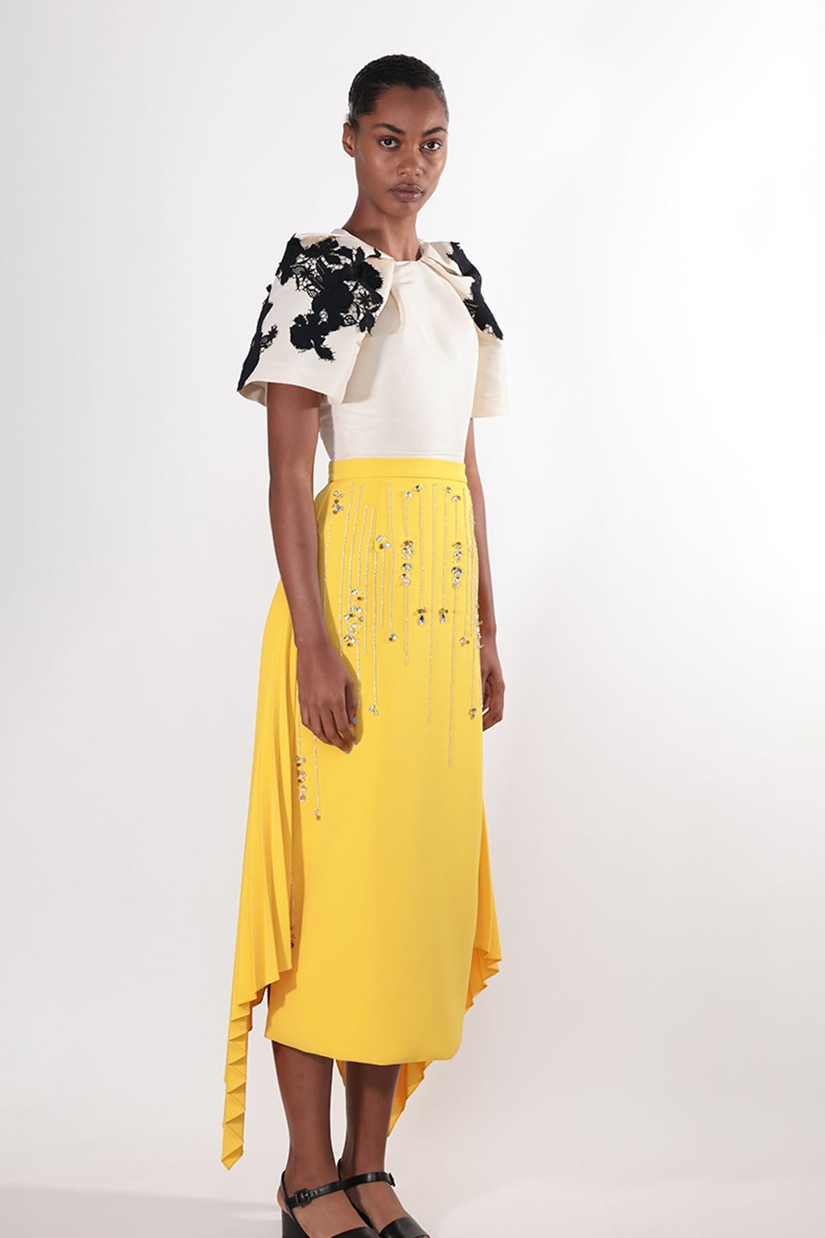 Cady Embroidered Skirt with Pleats 1