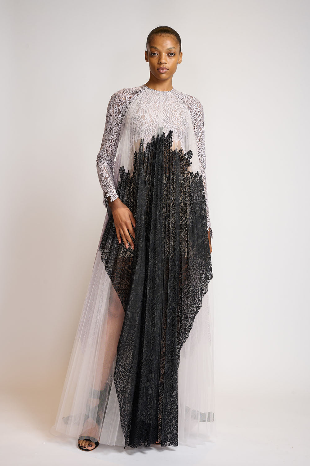 GREY EMBELLISHED CAPE STYLE GOWN – Studio East6