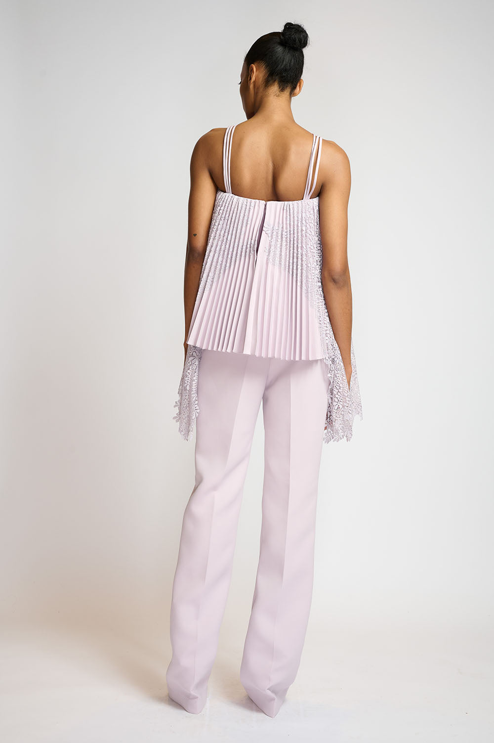 Lilac Pleated Top With Locust Lace Applique