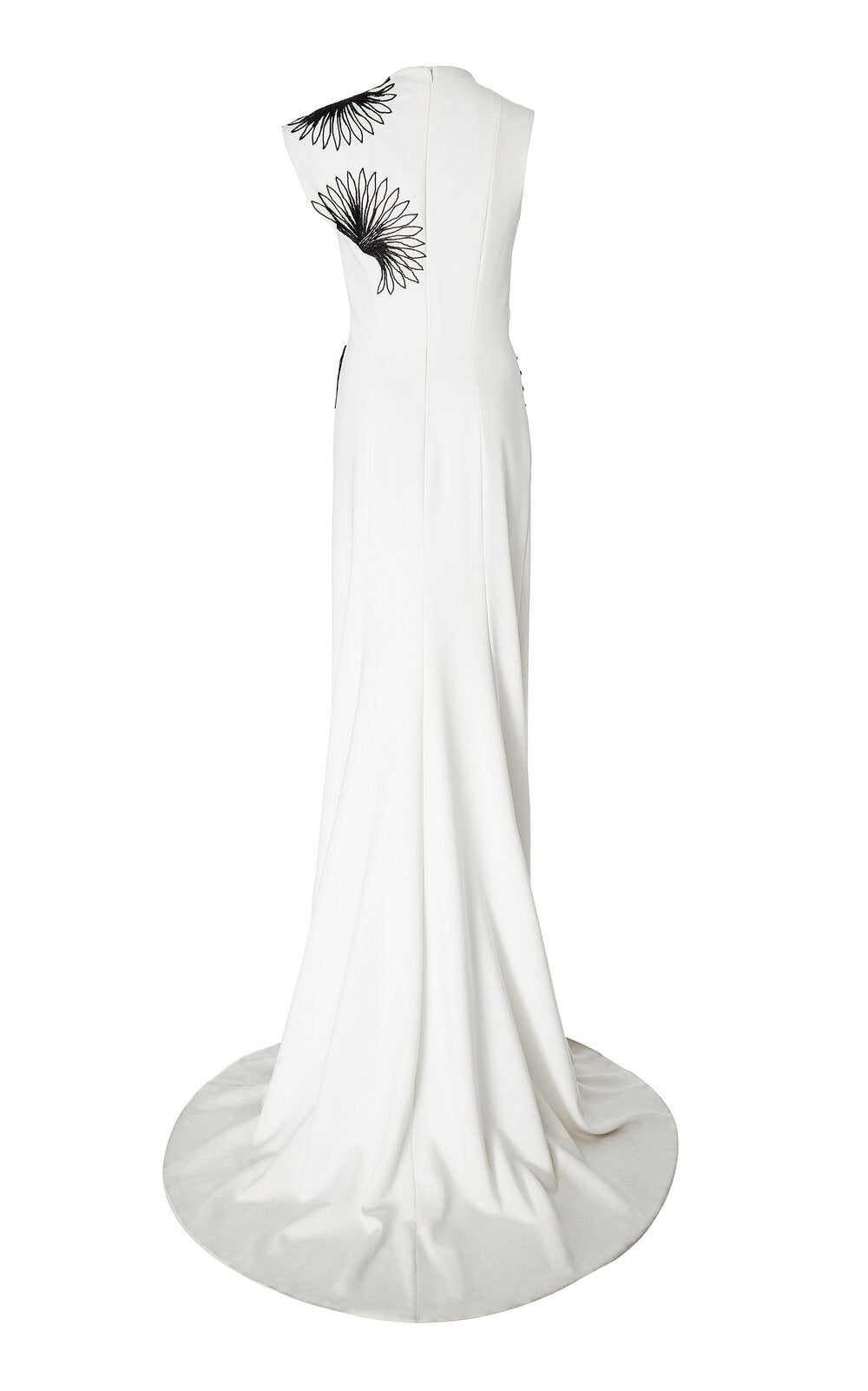 Fan Bugle Bead Embroidered Crepe Gown 3