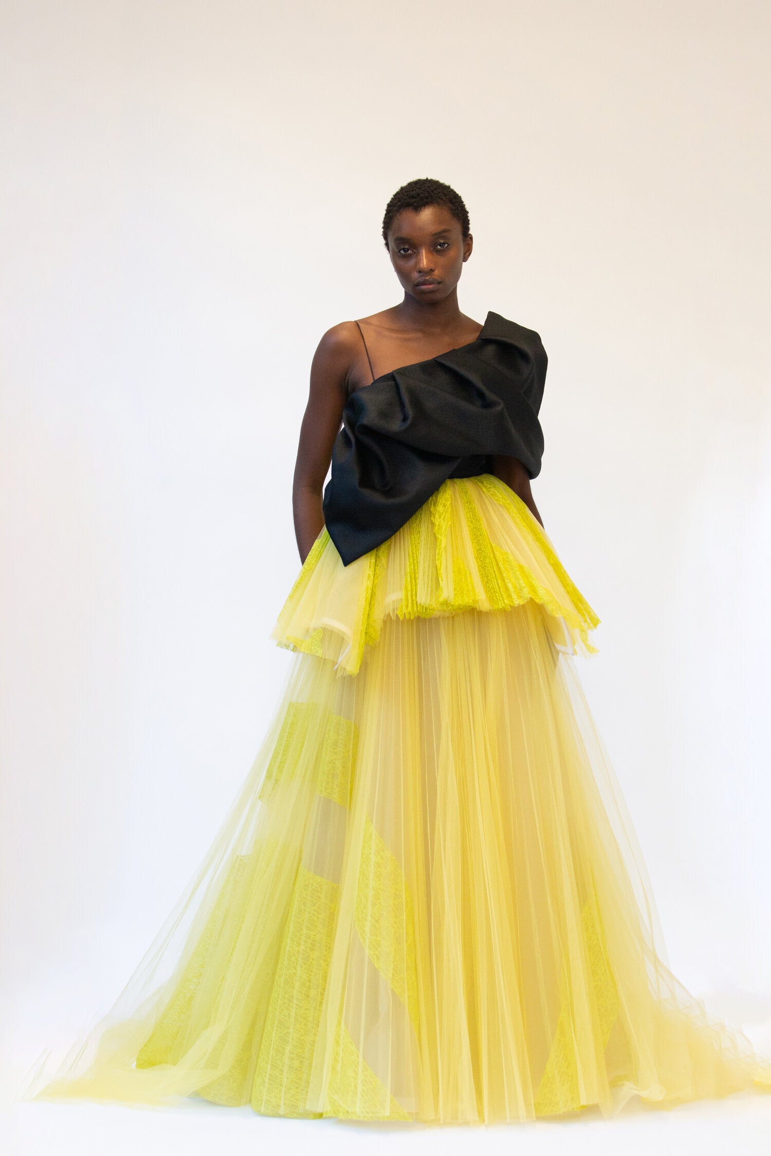 Pleated Tulle and Lace Gown with Silk Draped Bodice 2