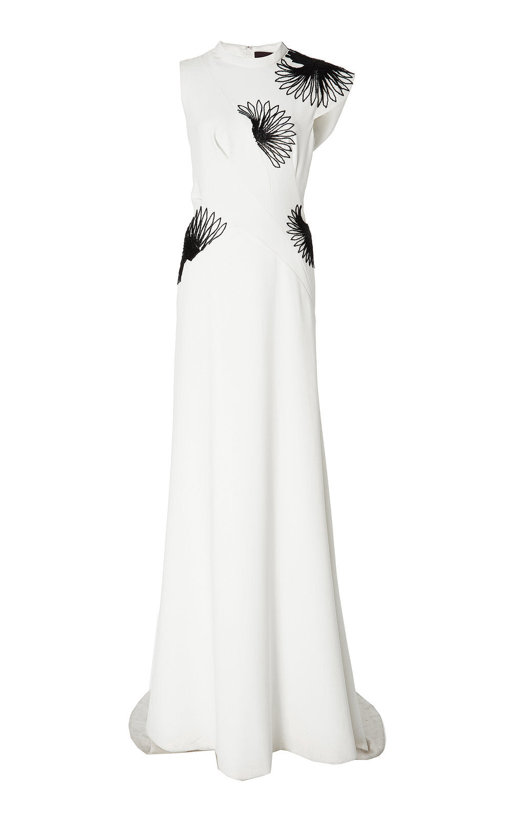Fan Bugle Bead Embroidered Crepe Gown 2